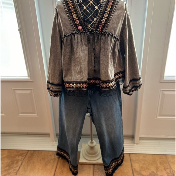Free people blouse baby doll size large UNIQUE 😉 - Picture 5 of 16